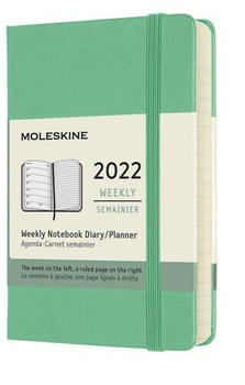 Moleskine Wochen-Notizkalender A6 rechts linierte Seite 2022 eisgrün