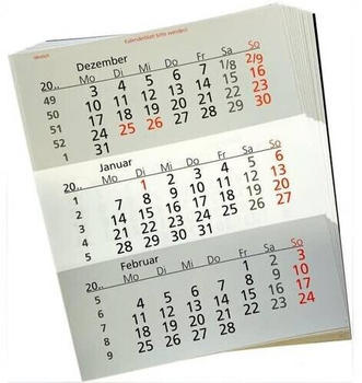 Güss Einlage für 3-Monatstischkalender 13x16cm Kalendarium 2022