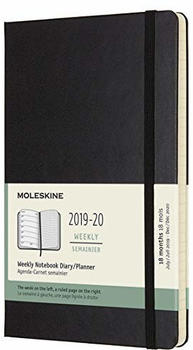 Moleskine 18 Monate Wochen-Notizkalender Hardcover Large 2019/2020 schwarz