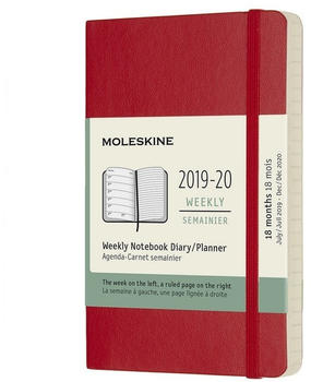 Moleskine 18 Monate Wochen-Notizkalender 2019/2020 Softcover Pocket rot