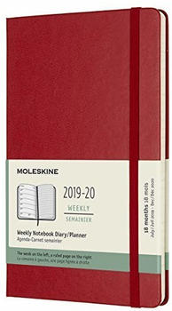 Moleskine 18 Monate Wochen-Notizkalender Hardcover Large 2019/2020 scharlach