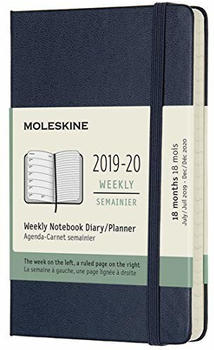 Moleskine 18 Monate Wochen-Notizkalender 2019/2020 Hardcover Pocket saphir