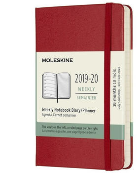 Moleskine 18 Monate Wochen-Notizkalender 2019/2020 Hardcover Pocket scharlach