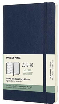Moleskine 18 Monate Wochen-Notizkalender Softcover Large 2019/2020 saphir
