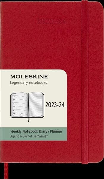 Moleskine 18 Monate Wochen Notizkalender 2023/2024 A6 Rechts Linierte Seite Hardcover Scharlachrot