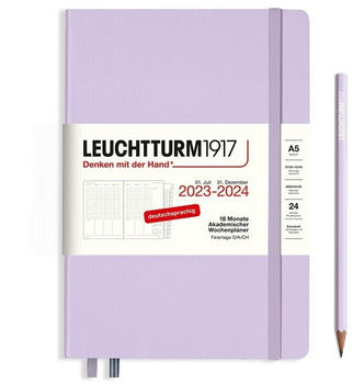 Leuchtturm1917 18 Monatskalender akademischer Wochenplaner 2023-2024 A5 Hardcover Lilac