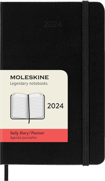 Moleskine Tageskalender 2024 Klassik Pocket Hardcover Schwarz