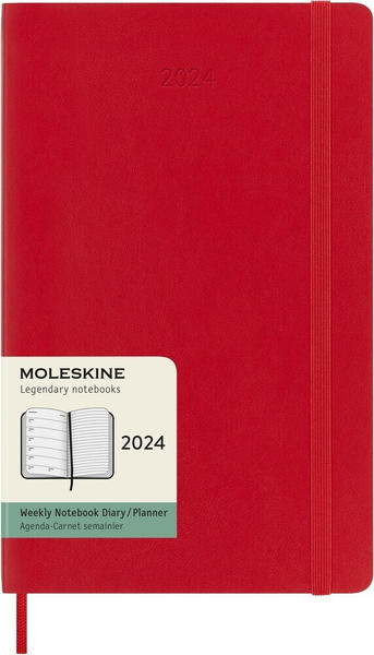 Moleskine Wochen-Notizkalender 2024 Klassik Large Softcover Scharlachrot