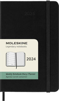 Moleskine Wochen-Notizkalender 2024 Klassik Pocket Hardcover Schwarz