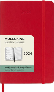 Moleskine Wochen-Notizkalender 2024 Klassik Pocket Softcover Scharlachrot