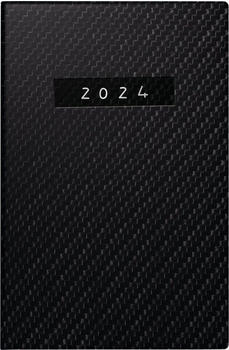 Rido Taschenkalender Industrie I 7,2x11,2cm 'Carbon' Kunstleder schwarz 2024 (7016025804)