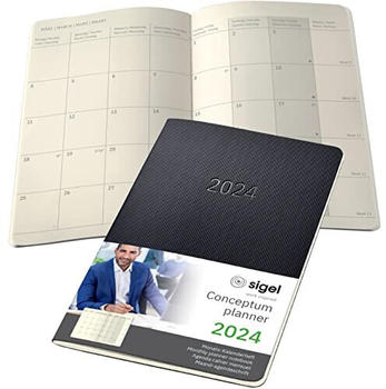 sigel Monats-Kalenderheft Conceptum 2024 A5 1 Monat/2 Seiten Softcover black (C2484)