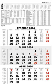 Zettler 3-Monatskalender 29,5x49cm Kalendarium 2024 (602431)
