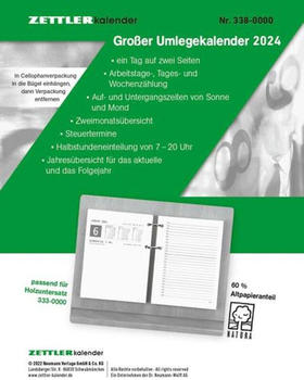 Zettler Umlegkalender 338 1 Tag/2 Seiten 10,5x14,2cm 2024 (602104)