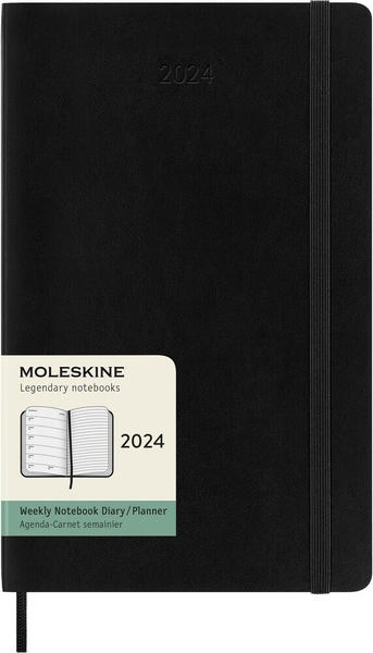Moleskine Wochen-Notizkalender 2024 Klassik Large Softcover Schwarz