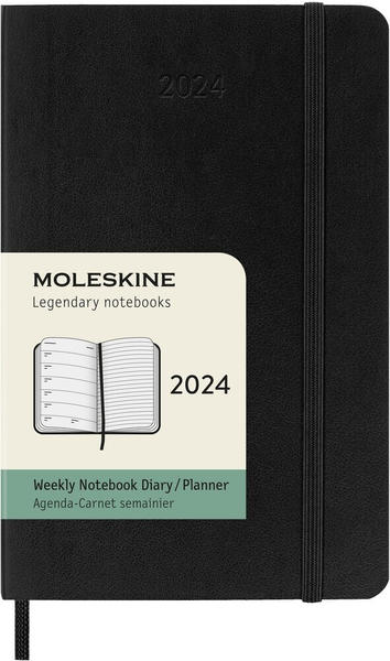 Moleskine Wochen-Notizkalender 2024 Klassik Pocket Softcover Schwarz