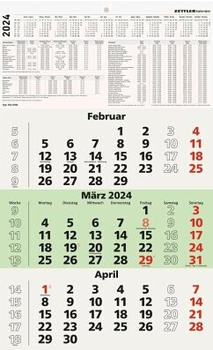Zettler Dreimonatskalender 29,5x49cm 2024 (602432)