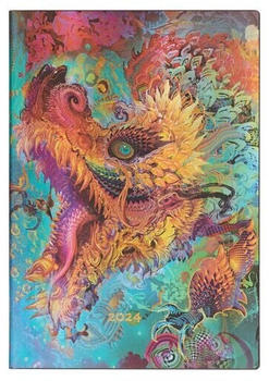 Paperblanks 12-Monatskalender Flexi 2024 Humming Dragon Midi Horizontal