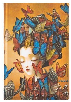Paperblanks 12-Monatskalender Flexi 2024 Madame Butterfly Mini Horizontal