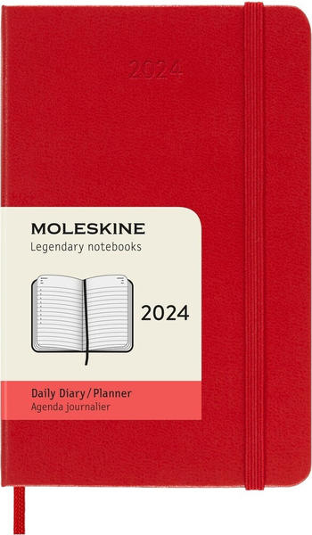 Moleskine Tageskalender 2024 Klassik Pocket Hardcover Scharlachrot