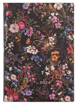 Paperblanks 12-Monatskalender Flexi 2024 Floralia Midi Tagesüberblick
