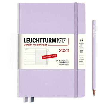 Leuchtturm1917 Kalender & Notizbuch 2024 Medium A5 Hardcover Lilac liniert (367702)