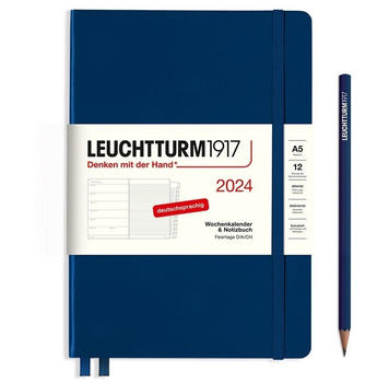 Leuchtturm1917 Kalender & Notizbuch 2024 Medium A5 Hardcover Marine liniert (367705)