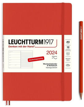 Leuchtturm1917 Kalender & Notizbuch 2024 Medium A5 Softcover Fox Red liniert (367767)