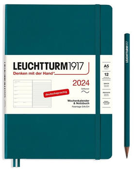 Leuchtturm1917 Kalender & Notizbuch 2024 Medium A5 Softcover Pacific Green liniert (367777)