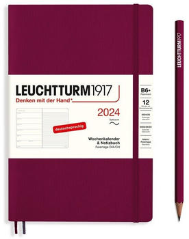 Leuchtturm1917 Kalender & Notizbuch 2024 Paperback B6+ Softcover Port Red liniert (367811)