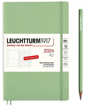 Leuchtturm1917 Kalender & Notizbuch 2024 Paperback B6+ Softcover Salbei liniert (367815)
