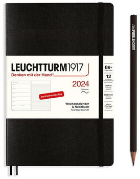 Leuchtturm1917 Kalender & Notizbuch 2024 Paperback B6+ Softcover Schwarz liniert (367819)