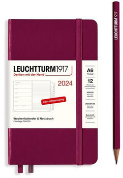 Leuchtturm1917 Kalender & Notizbuch 2024 Pocket A6 Hardcover Port Red liniert (367736)