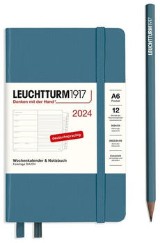 Leuchtturm1917 Kalender & Notizbuch 2024 Pocket A6 Hardcover Stone Blue liniert (367744)