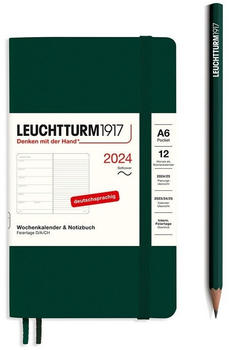 Leuchtturm1917 Kalender & Notizbuch 2024 Pocket A6 Softcover Forest Green liniert (367789)