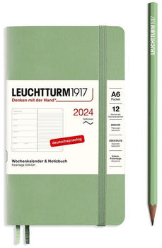 Leuchtturm1917 Kalender & Notizbuch 2024 Pocket A6 Softcover Salbei liniert (367799)