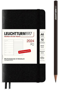 Leuchtturm1917 Kalender & Notizbuch 2024 Pocket A6 Softcover Schwarz liniert (367803)