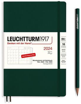 Leuchtturm1917 Monatsplaner & Notizbuch Paperback B6+ 2024 Softcover Forest Green (367572)