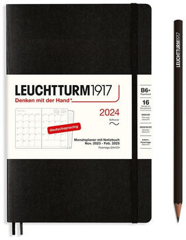 Leuchtturm1917 Monatsplaner & Notizbuch Paperback B6+ 2024 Softcover Schwarz (367582)