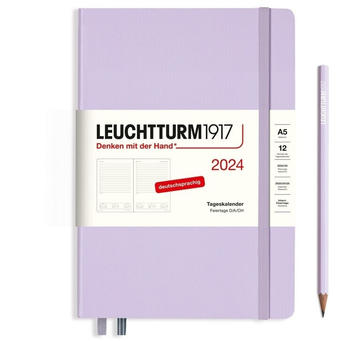 Leuchtturm1917 Tageskalender 2024 Medium A5 Hardcover Lilac (367587)