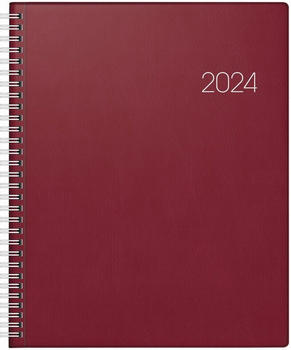 Brunnen Buchkalender Manager Wt7 weektimer 21x26cm Kunststoff weinrot 2024 (1076101294)