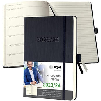 sigel Wochennotiz-Kalender Conceptum 2023/2024 A5 Hardcover black (C2403)
