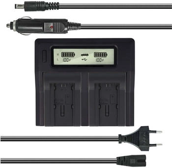 Akku-King Dual Akku-Ladegerät kompatibel mit Canon BP-709 BP-718 BP-727 BP-745 - mit USB-Anschluss LCD-Display und Kfz-Ladekabel - Schnellladegerät