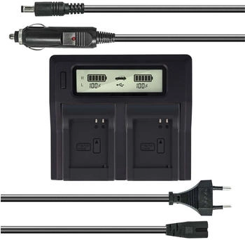 Akku-King Dual Akku-Ladegerät kompatibel mit Panasonic DMW-BCM13 DMW-BCM13E DMW-BCM13PP - mit USB-Anschluss LCD-Display und Kfz-Ladekabel - Schnellladegerät