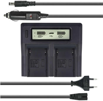 Akku-King Dual Akku-Ladegerät kompatibel mit Canon BP-911 BP-914 BP-915 BP-924 BP-930 BP-945 BP-930G BP-950G BP-970G mit USB-Anschluss LCD-Display Kfz-Ladekabel