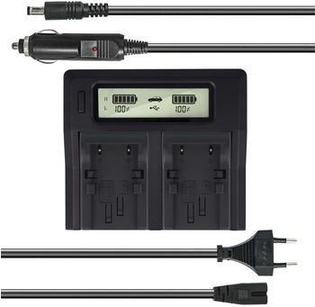 Akku-King Dual Akku-Ladegerät kompatibel mit Canon NB-1L NB-1LH NB-3L - mit USB-Anschluss LCD-Display und Kfz-Ladekabel - Schnellladegerät
