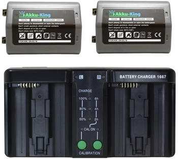 Akku-King Duo Akku-Ladegerät kompatibel mit Nikon D4 D4S Akku + 2X Akku EN-EL18-2600mAh