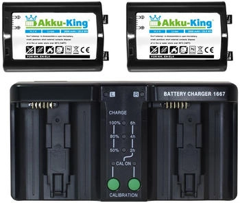 Akku-King Duo Akku-Ladegerät kompatibel mit Nikon D2X D2H D2HS D3 D3s D3X F6 Akku + 2X Akku EN-EL4-2600mAh