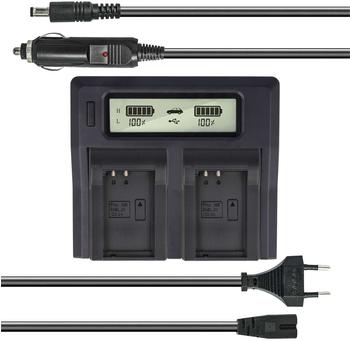 Akku-King Dual Akku-Ladegerät kompatibel mit Nikon EN-EL24 - mit USB-Anschluss LCD-Display und Kfz-Ladekabel - Schnellladegerät
