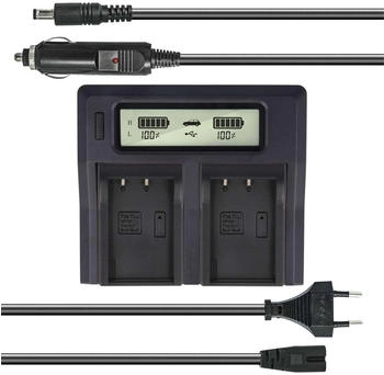 Akku-King Dual Akku-Ladegerät kompatibel mit Olympus PS-BLS1 PS-BLS5 PS-BLS50 - mit USB-Anschluss LCD-Display und Kfz-Ladekabel - Schnellladegerät